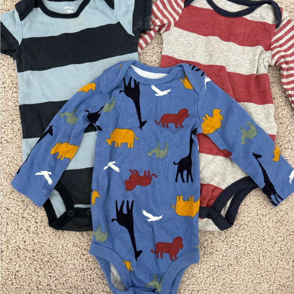 Colorful Animal Print & striped Kids Onesies 9m